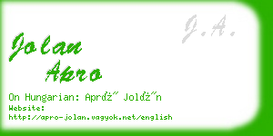 jolan apro business card